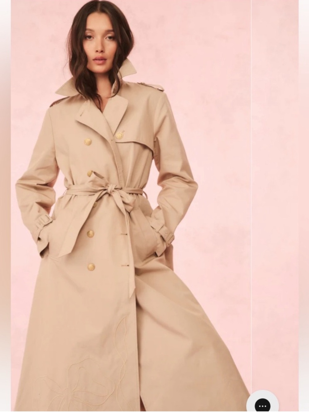 LoveShackFancy Beige Belted Trench Coat w/bow applique 2 NEW $695 - Picture 5 of 7